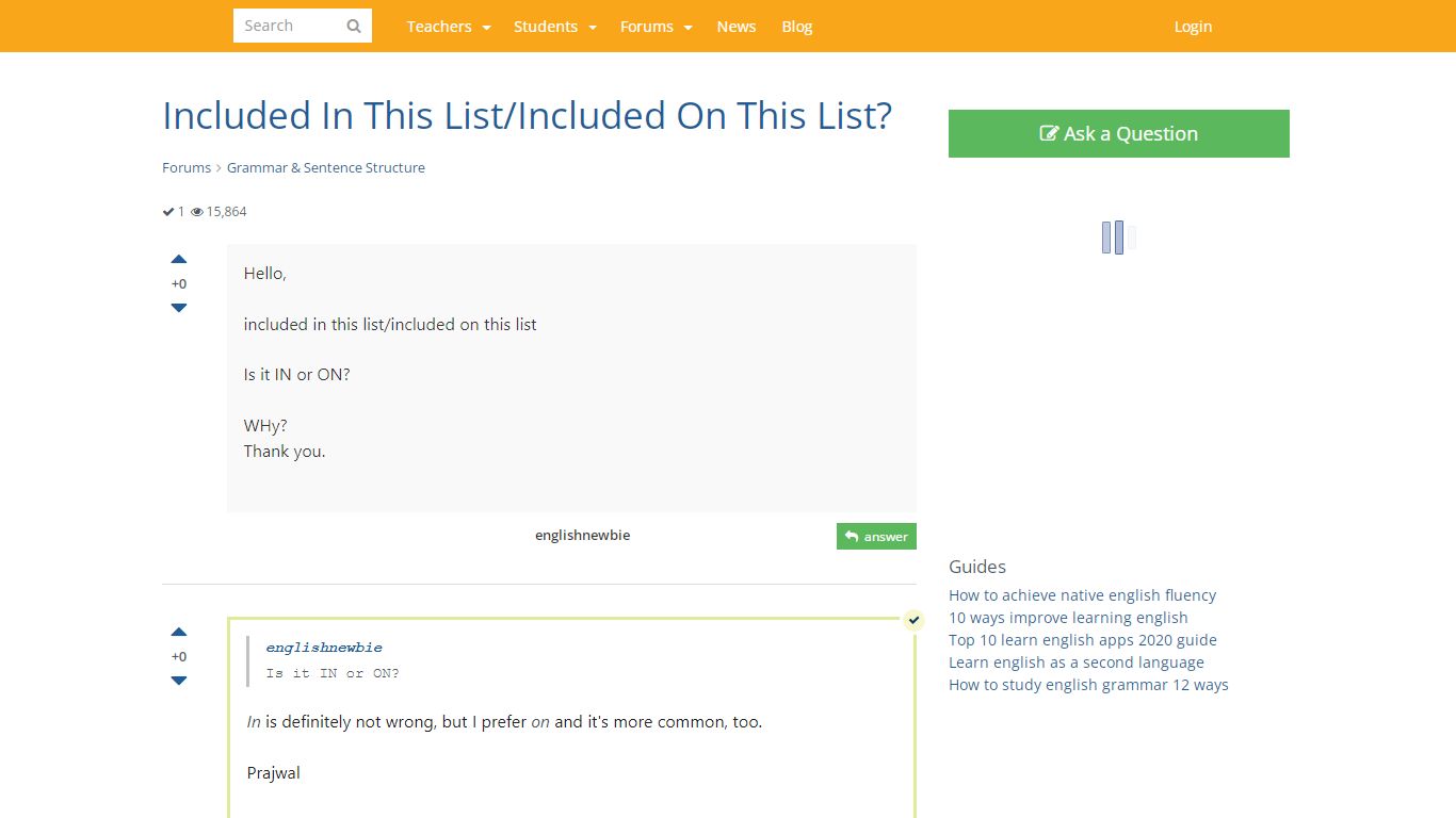 Included In This List/Included On This List? - englishforums.com