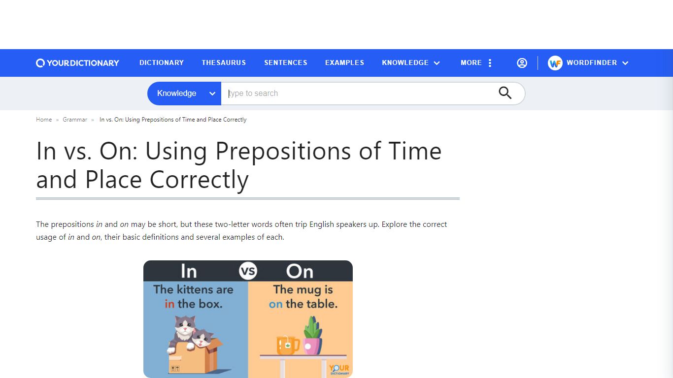 In vs. On: Using Prepositions of Time and Place Correctly - YourDictionary